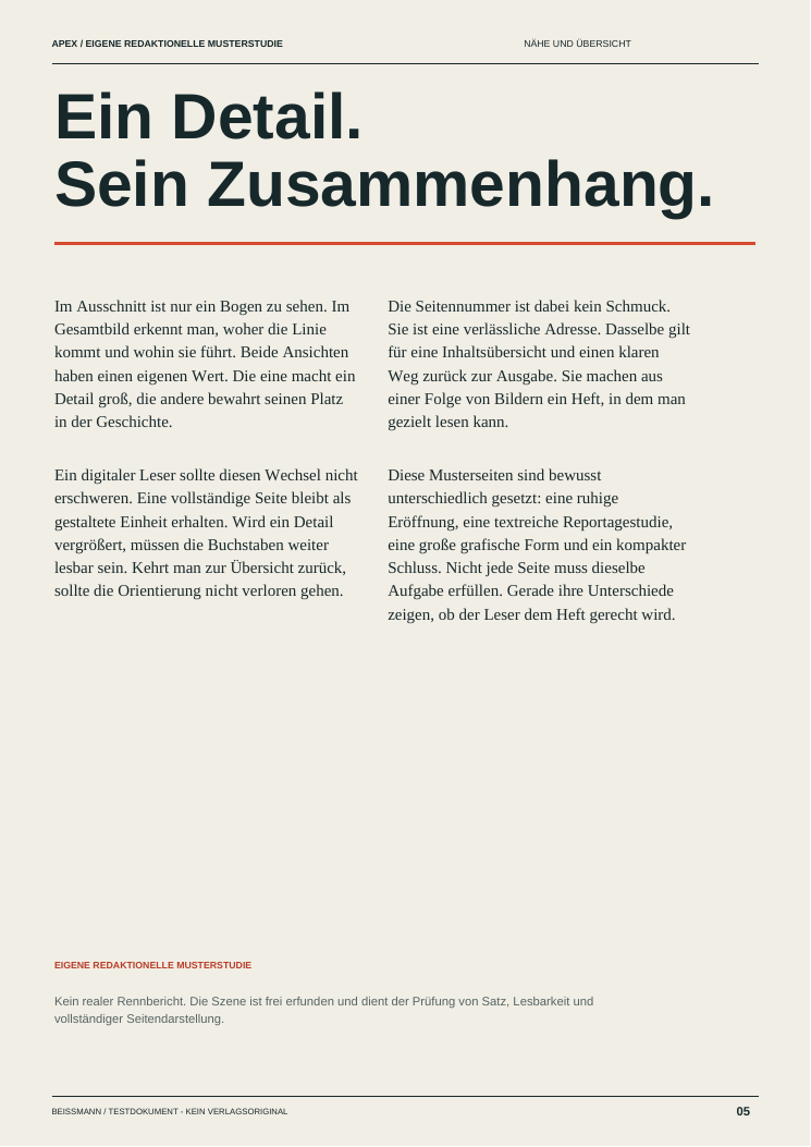 Musterseite 5: Ein Detail. Sein Zusammenhang.